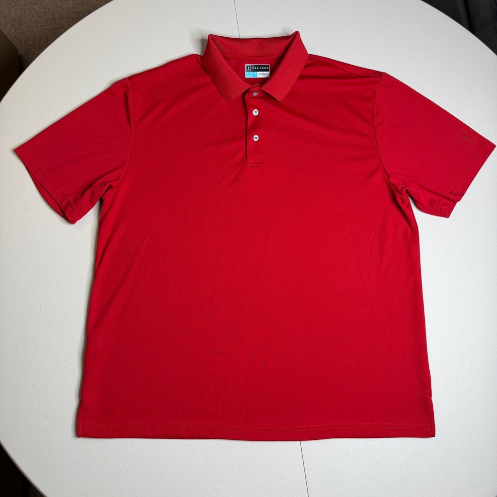 PGA Tour Airflux‎ Mens XL Red Short Sleeve Mesh Golf Polo Shirt Breathable